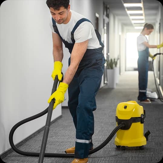 Janitorial cleaning professional at work